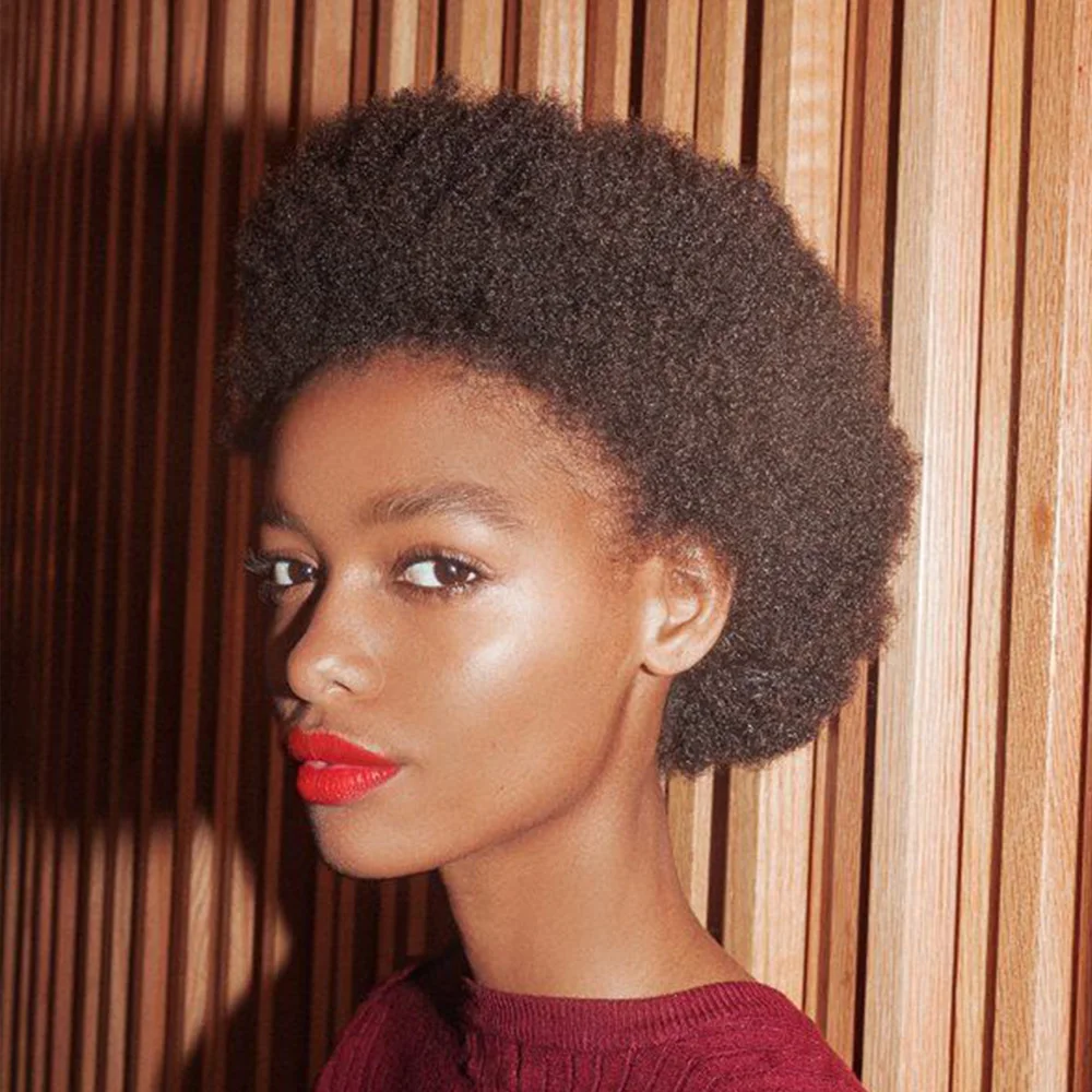 Peruki z ludzkich włosów afro, puszyste, kręcone, peruki z ludzkich włosów dla kobiet, peruka afro pixie cut, peruki wykonane maszynowo, peruki brazylijskie z ludzkich włosów.