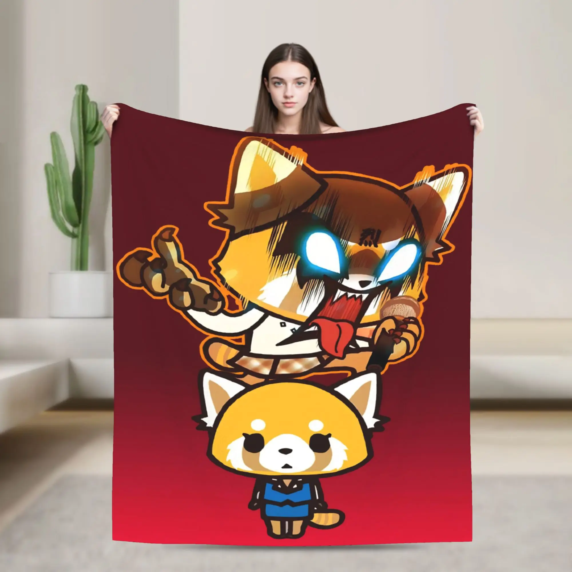 Aggretsuko Rage Blanket Retsuko Anime Wool Funny Soft Throw Blankets for Home  Winter