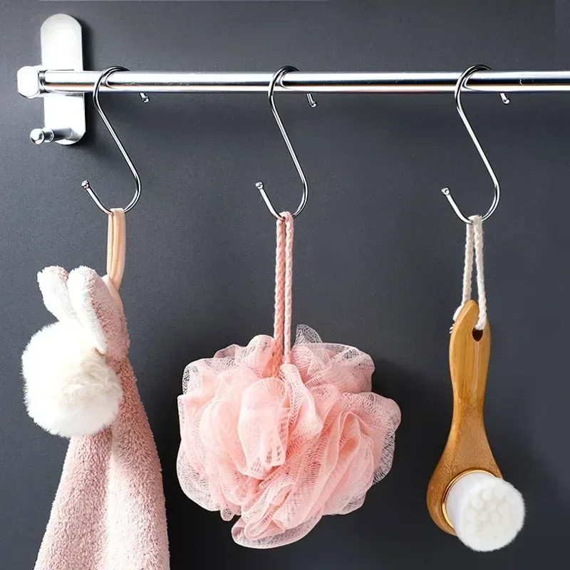 10/1PCS Shape Hook Stainless Steel Clothes Bags Towel Plant Hanging Rack Multi-function Kitchen Bedroom Railing S Hanger Hooks