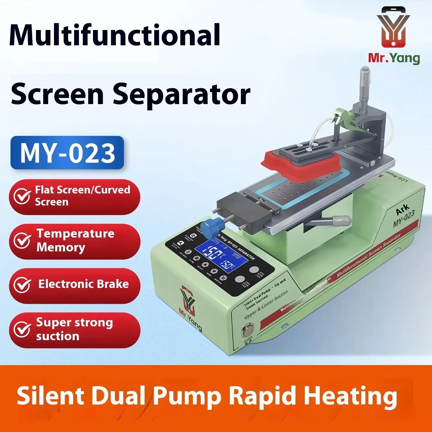 Mr.Yang MY-023 Straight/Curved Screen Separator for Phones Heating Table LCD Screen Rotating Frame Removal Machine Tools Set
