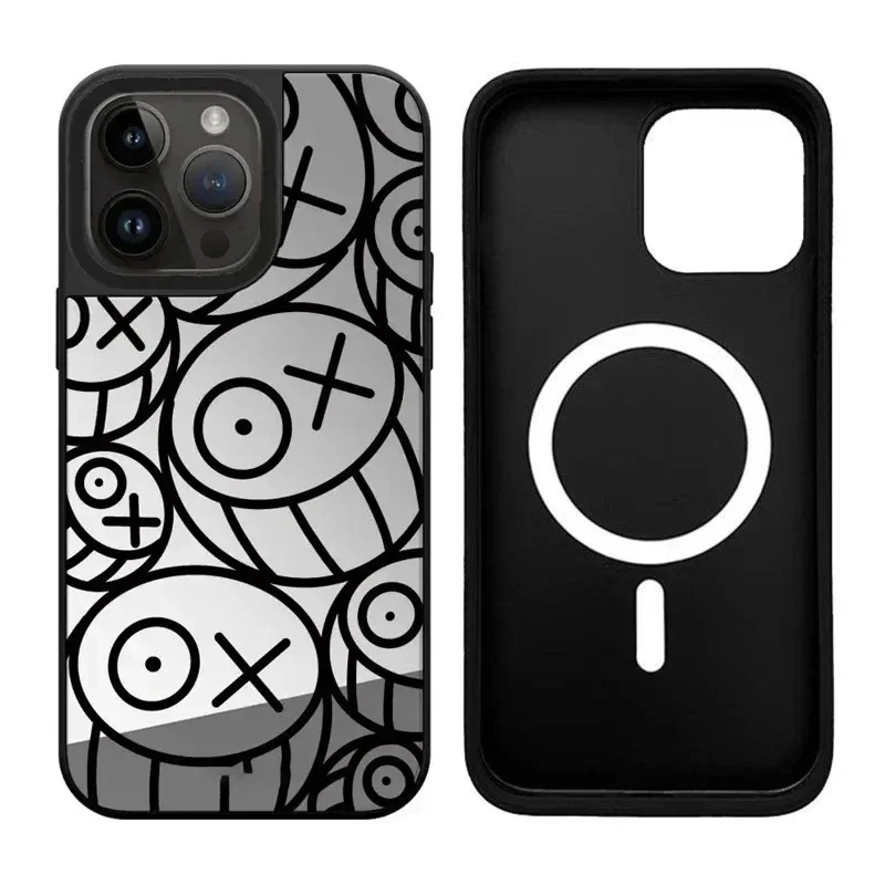 

Graffiti Face iPhone 11 12 13 14 15 Pro Max Mirror Surface MagSafe Case Cover Shell