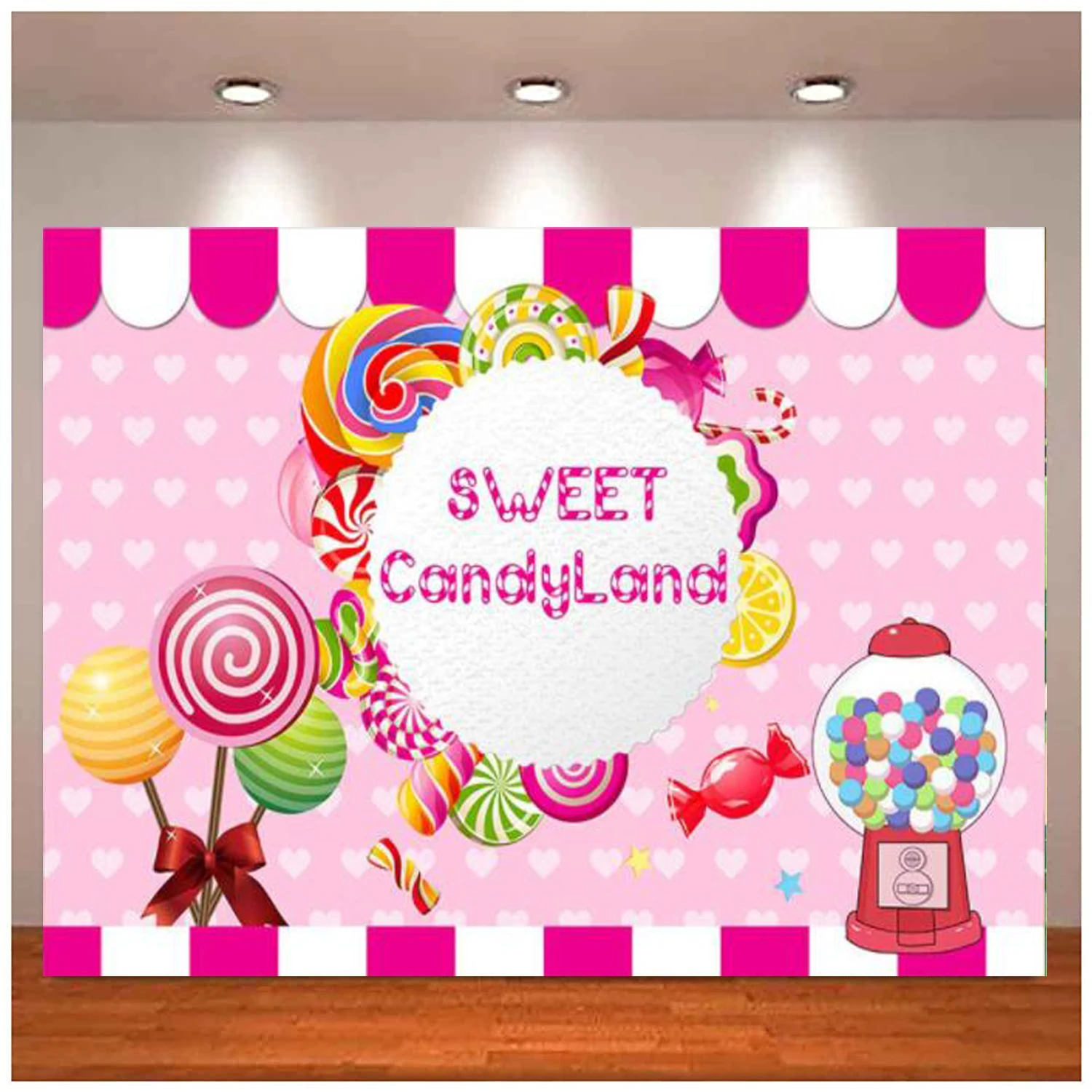 

Candyland сладкий магазин фон розовая девочка на день рождения принцесса детский душ конфеты торт Фотография