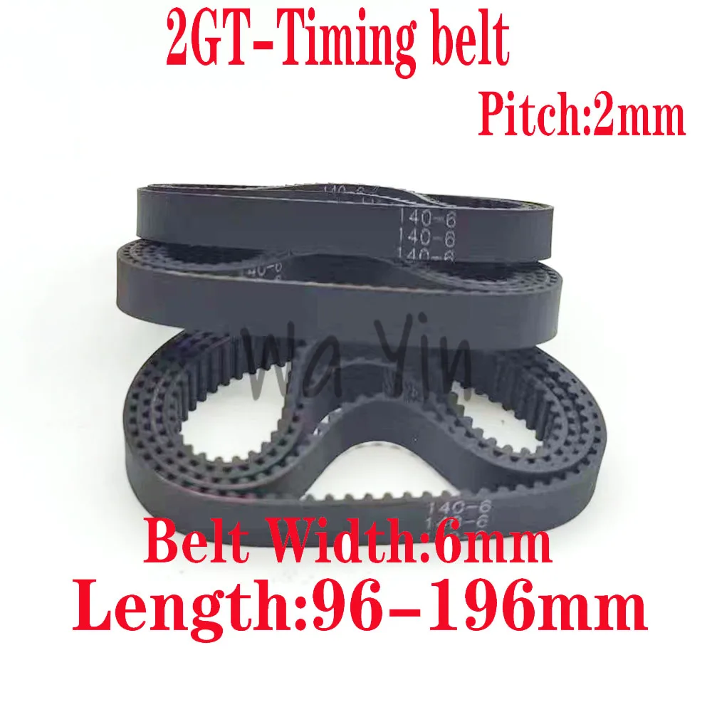 2GT/GT2 Synchronous Belt Bandwidth 6mm Pitch 2mm Synchronous Pulley Circumference 96-196mm 3D Printed Parts Accessories