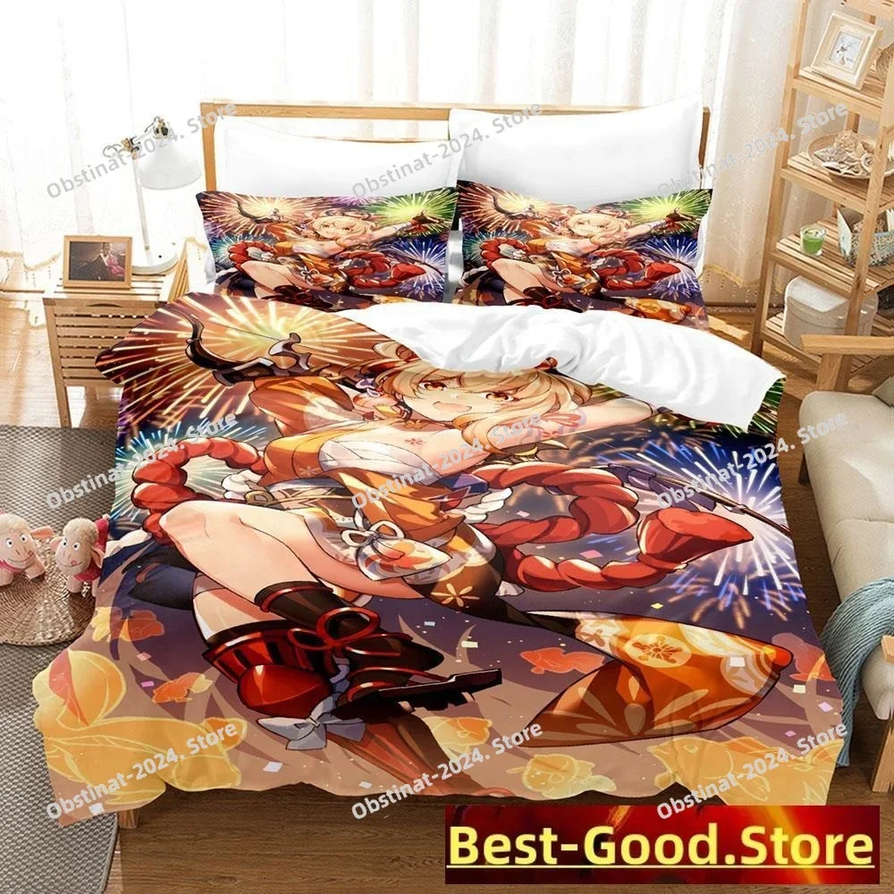 

2025 Game Yoimiya Genshin Impact Bedding Set Duvet Cover Full Queen King Size Pillowcase Bed Printed Bed Set Aldult Kid Bedroom