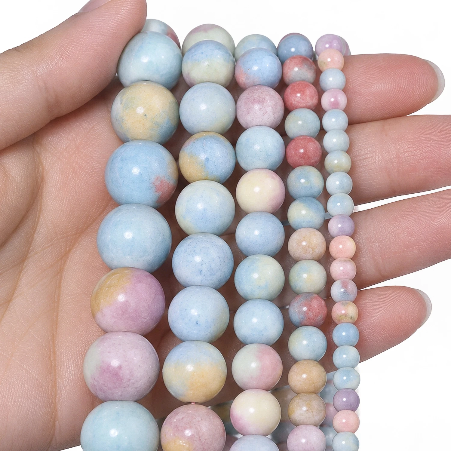 4 6 8 10 12mm Rainbow Jasper Bead Colorful Natural Stone Loose Beads for DIY Jewelry Making Bracelet Necklace Earring Craft Mate