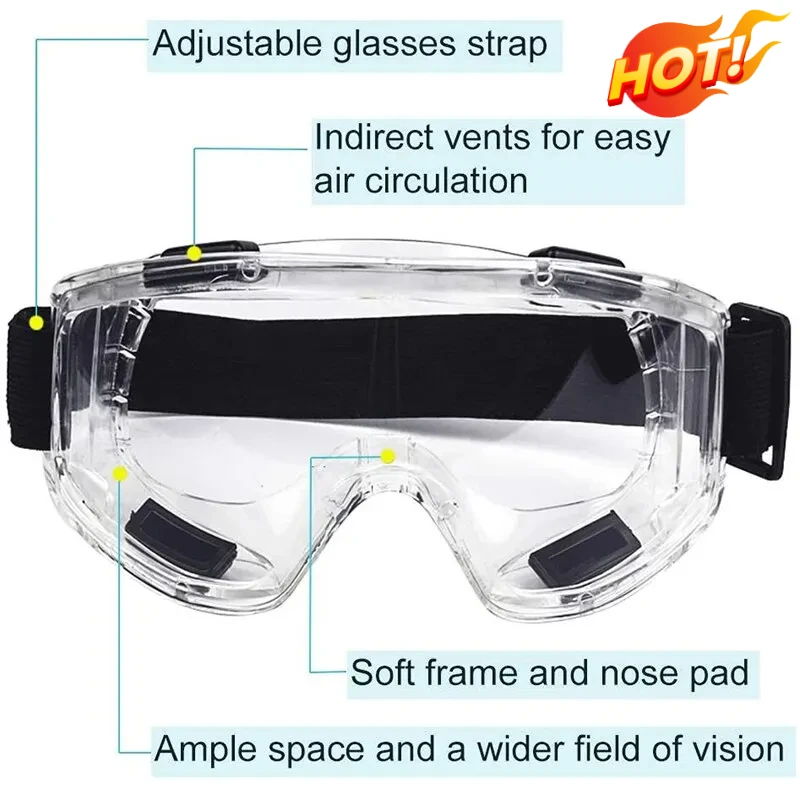 Hot Sale Protection Safety Goggle Anti Splash Dust Proof Lab Work Eyewear Industrial Research Safety Glasses Clear Lens