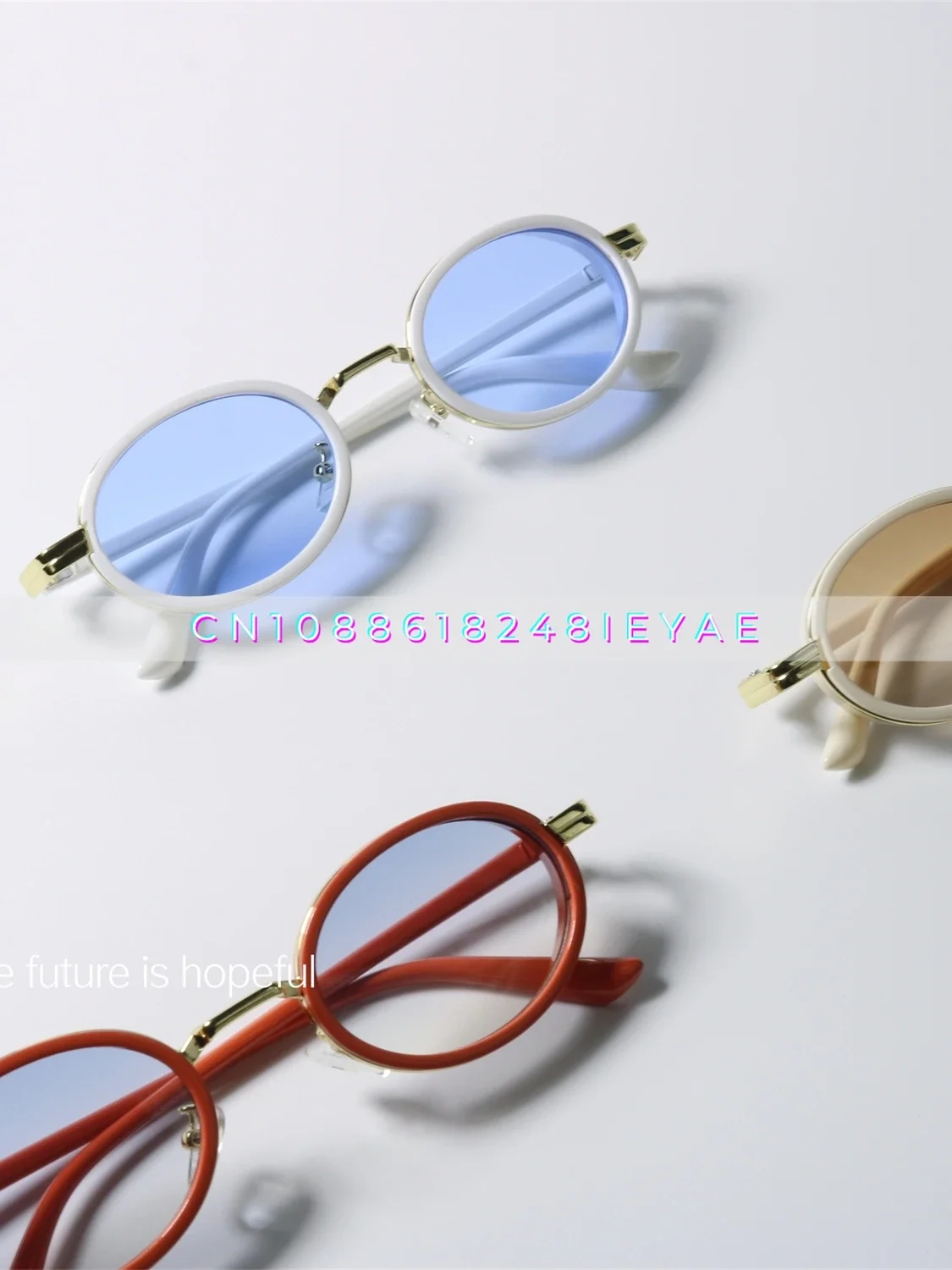 Ancient Style Color Scheme Oval Sunglasses Uv400 Anti-ultraviolet Radiation Gradual Change Color Niche Sunglasses