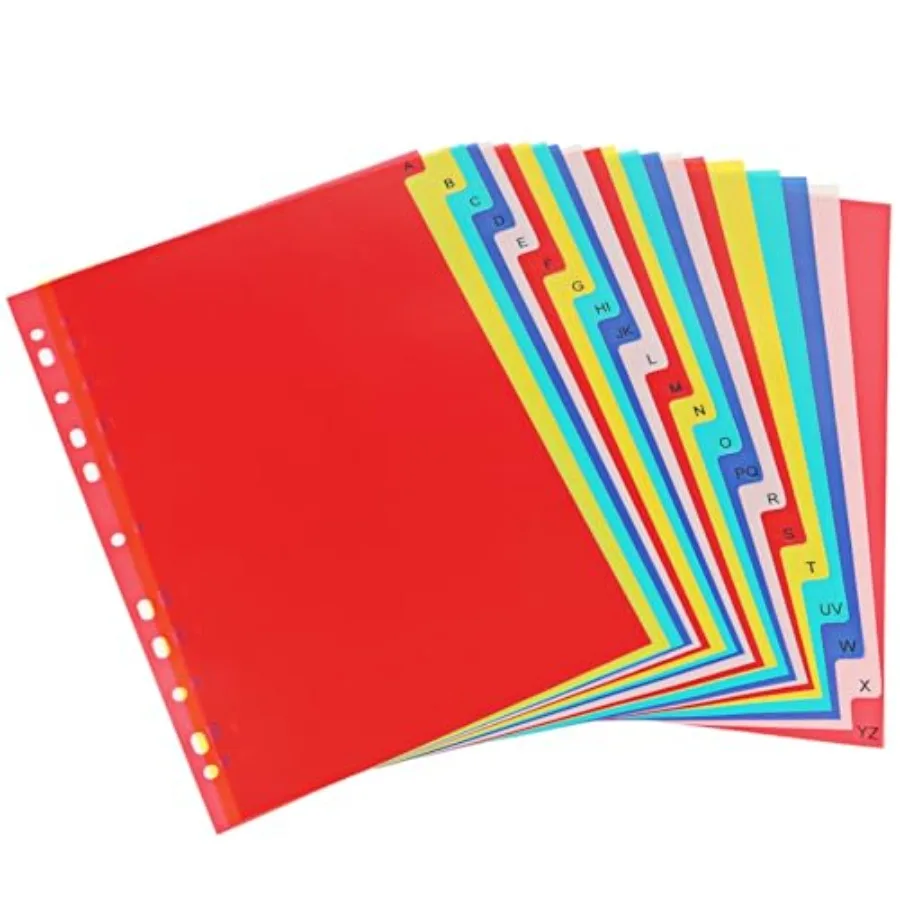

A-Z Plastic Binder Dividers 21 Tab, Alphabet Dividers with Tabs for 3 Ring, Multicolor Alphabetical Divider for 2/3/4/11 Ring B