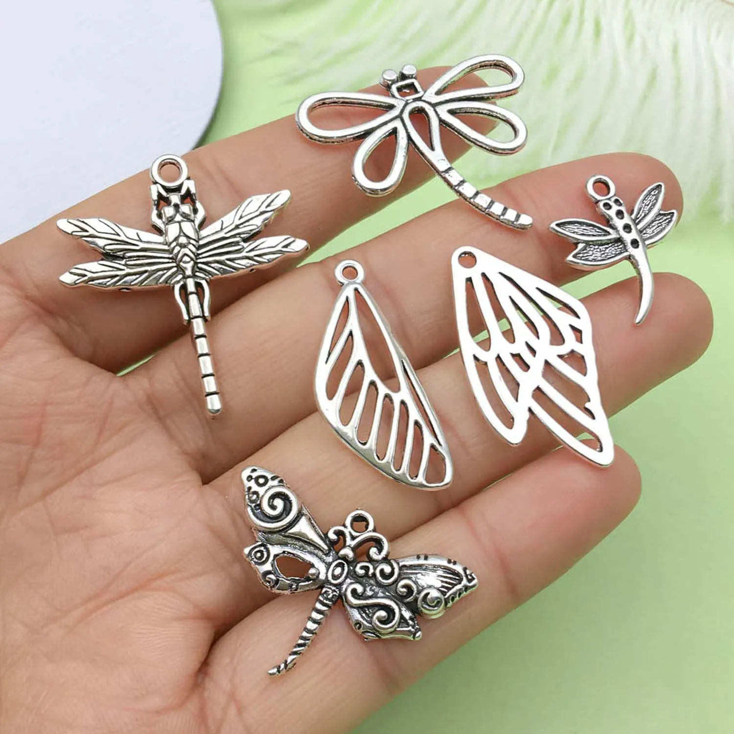 20/22pcs Antique Silvery Dragonfly Design Charms Alloy Insect Pendants For DIY Bracelet Necklace Jewelry Making Accessories