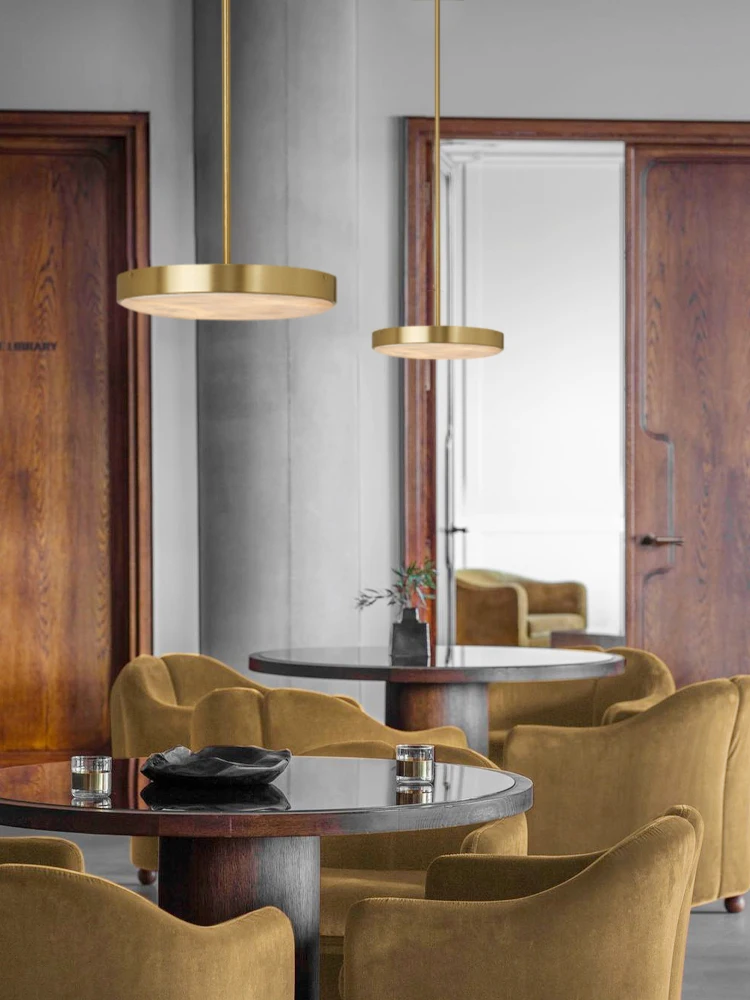 Dimmable Alabaster & Marble Pendant - 5cm Small Round LED Hanging Light for Living Room, Minimalist Home Deco Lighting