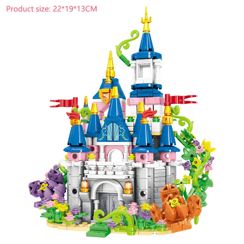 Juego de bloques de construcción de Castillo para niña, juguete de bloques de construcción de Castillo de princesa de cuento de hadas, modelo de ciudad Diy, regalo de Navidad, 4 juegos