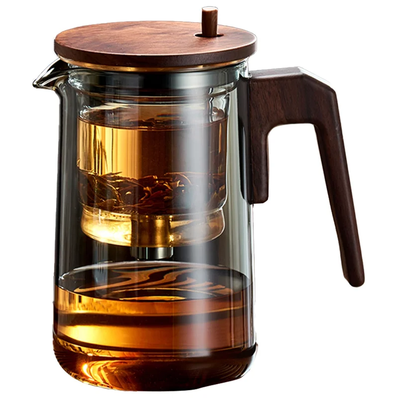 

Glass Teapot with Wood Handle Heated One-Button Filtering Transparent Scented Tea Pot Teaware