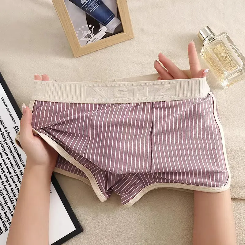 [Bloom the love] Striped Boxer Men Underwear Cotton Soft Fashion Boxershort Mens Boxers Man Cuecas Masculina Size M-3XL YT88358