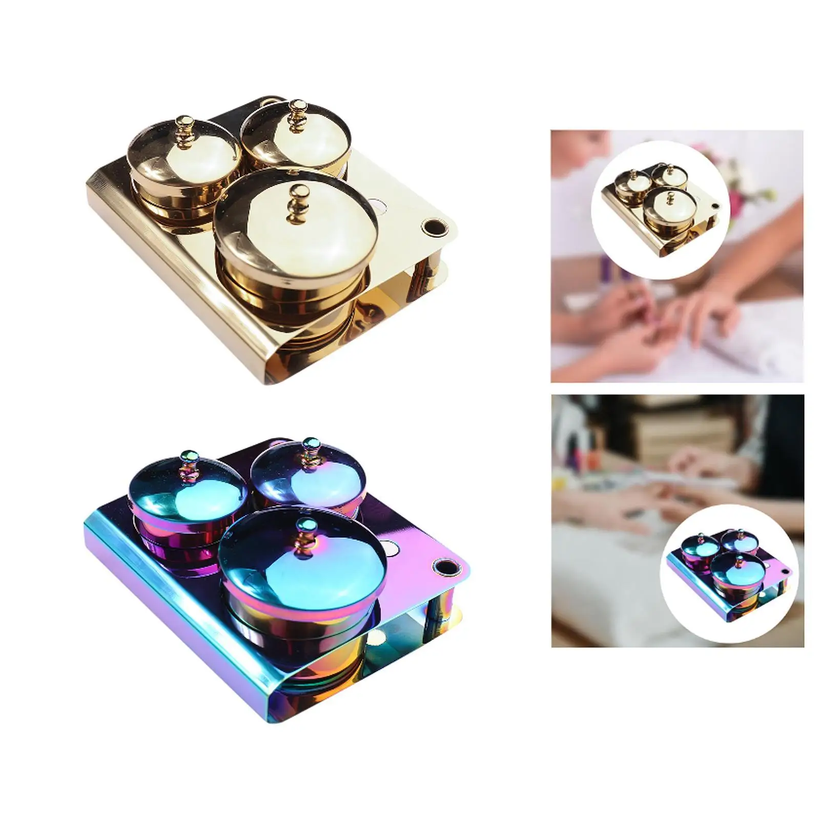 

3 Pieces Nail Art Dappen Dish Compact with Lid for Nail Design Tool Home Use