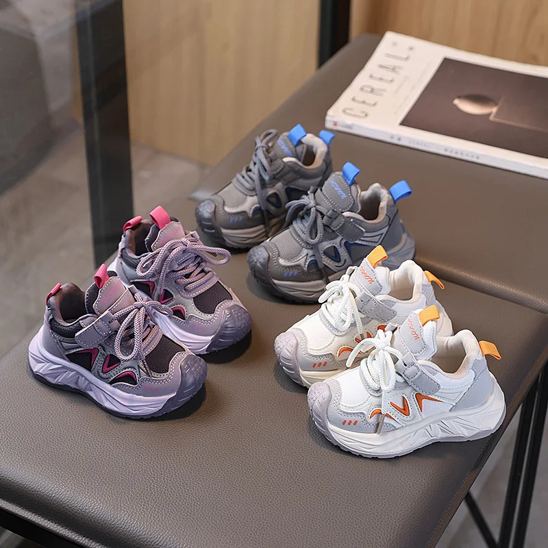 Spring and Autumn Children Sports Shoes Unisex Kids Sneakers Mesh Upper Breathable Basketball Shoes Tennis Casual Flats Footwear
