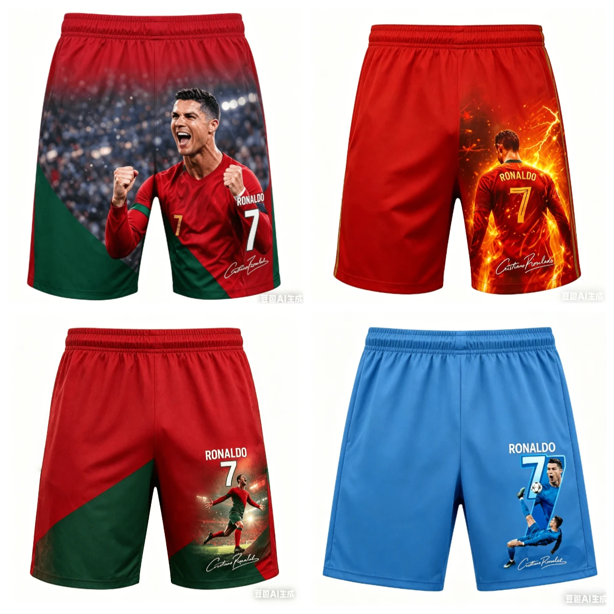 Rei do Futebol Cristiano Ronaldo Nº. 7 Shorts Lendários! Calças Esportivas e Casuais Indispensáveis para Fãs Adultos e Crianças