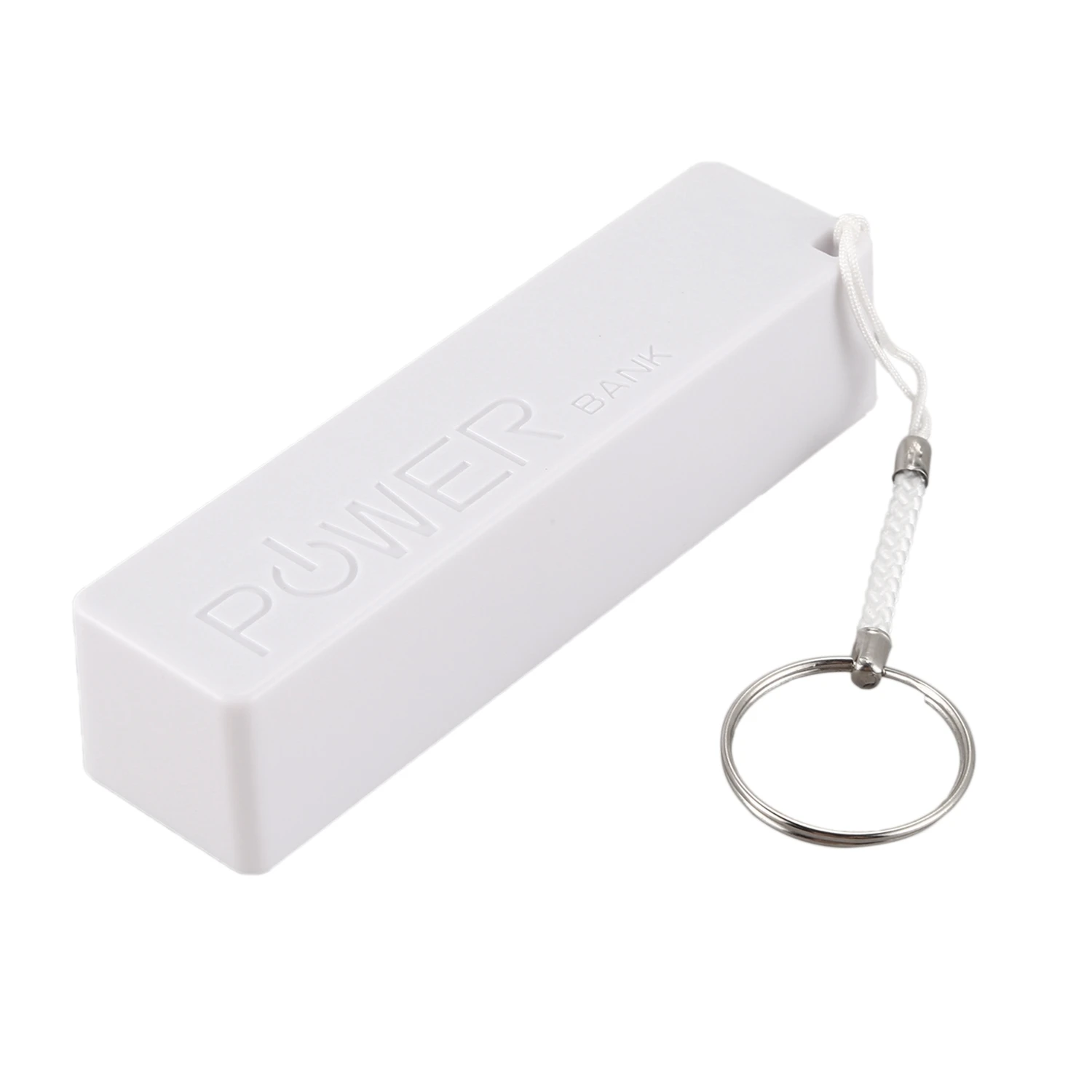 Portable External Power Bank Battery Charger 18650 with Keychain (Without Battery) (White)