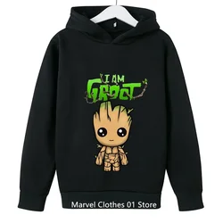 Kawaii Groot Hoodie Kids Clothes Girls Clothing Fashion Baby Boys Clothes Autumn Warm Sport Sweatshirt Children Tops