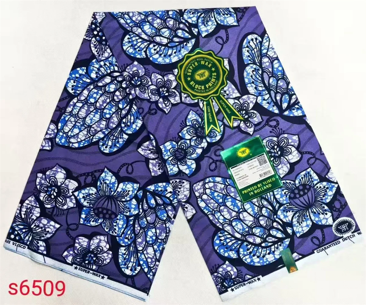 Blue Ankara African Wax Prints Fabric Super Wax Hollandais Latest 2025 High Quality Fabric For Women Party Dresses Sewing 6 Yard