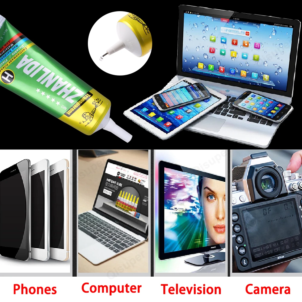 Zhanlida cola com ponta de precisão para telefone eletrônico strass jóias couro têxtil roupas artesanato super adesivo bond