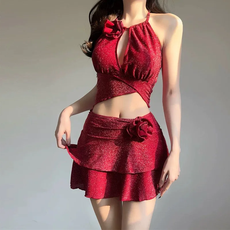New Arrival 2 Piece Bikini Set Women Korean Style Pure Desire Swimwear Sexy Beachwear Holiday Resort Spa Suit Photo Ready
