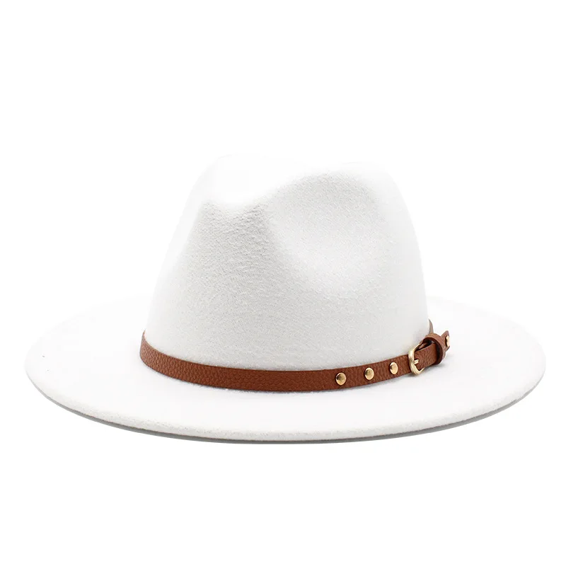 

Jazz Top Hat Autumn And Winter New Men's And Women's Hat Simple Woolen Felt Broad-brimmed Hat Trendy Flat-brimmed Cap