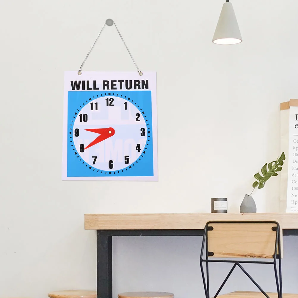 

PVC Clock Wall Sign for Store Decoration Lightweight Hanging Rope Return Open Status Hotels