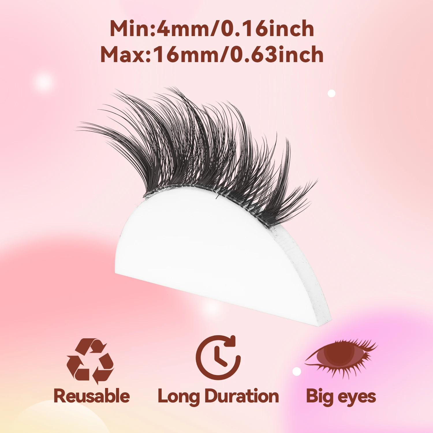 6 Pairs of Thick and Long Cross Style False Eyelashes to Lengthen the Eyelash By Half an Eye 16mm