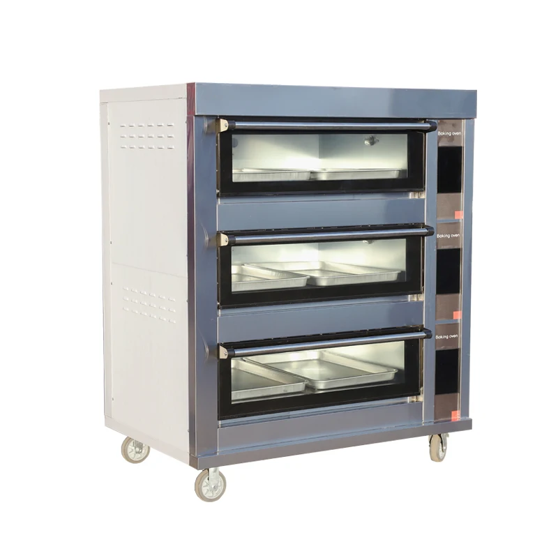 Professional Digital Control Stainless Steel 3 Decks 6 Trays Commercial Electric Oven for Sale