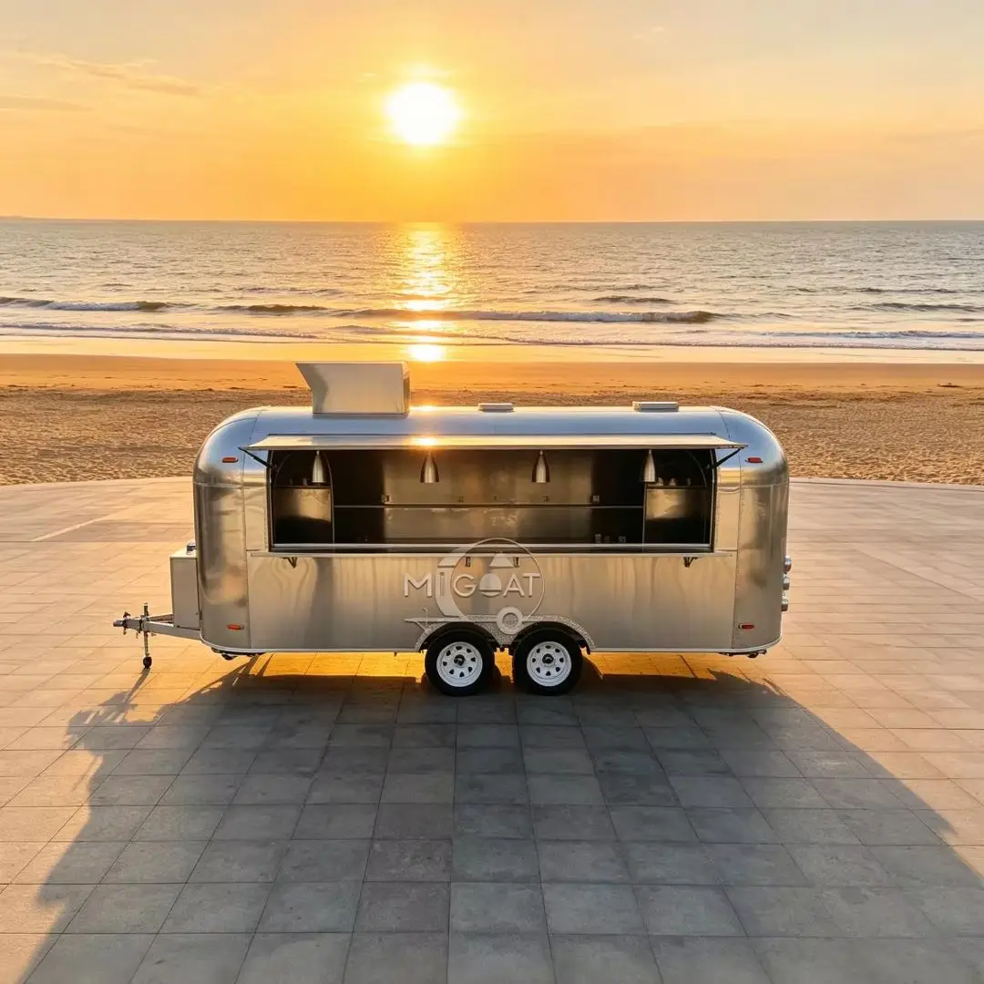 Mirror Polished Stainless Steel Food Trailer, Mobile Food Truck for Fast Food & Street Vending