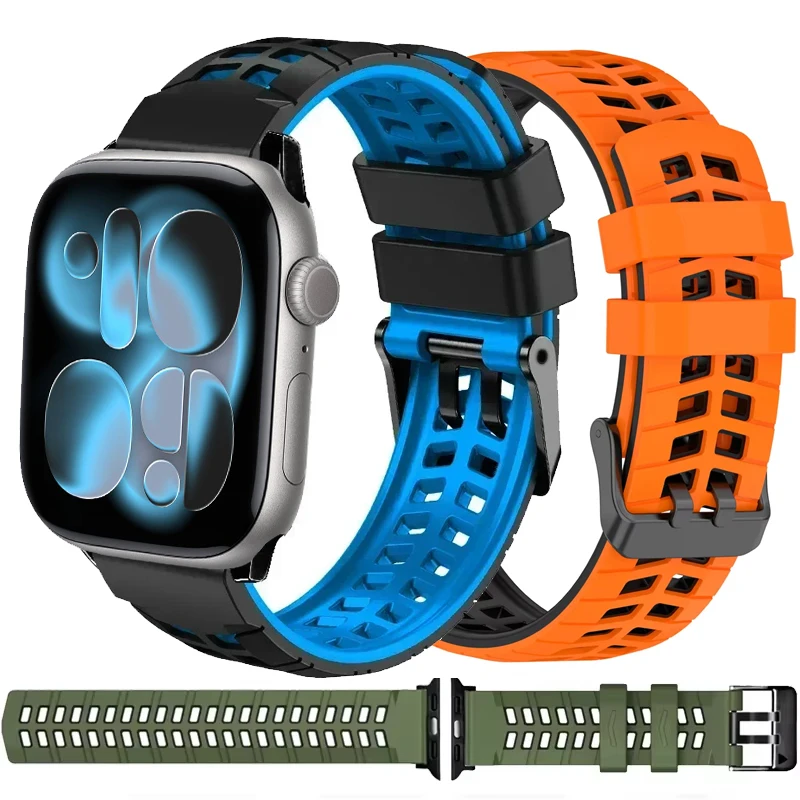 Weiches Silikonarmband für Apple Watch Ultra 3 2 49mm 11 10 46mm 42mm Sport Atmungsaktives Armband für iWatch 45mm 41mm 44mm 40mm
