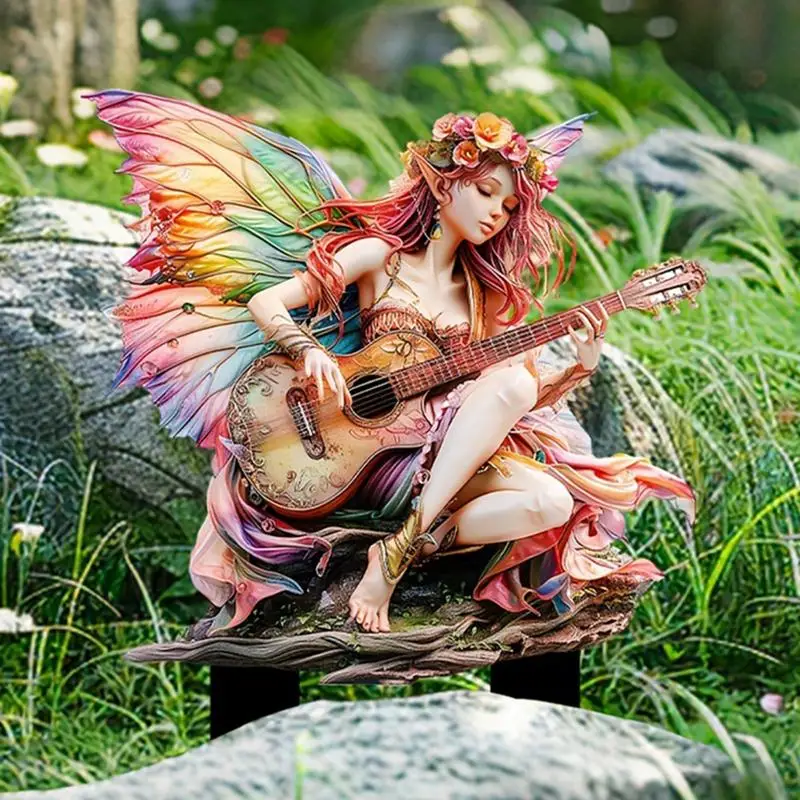 Fairy Figurines Acrylic Flat Fairy Plant Pot Decorations Garden Stakes Flower Pot Decorations Small Garden Gnome Figurines For