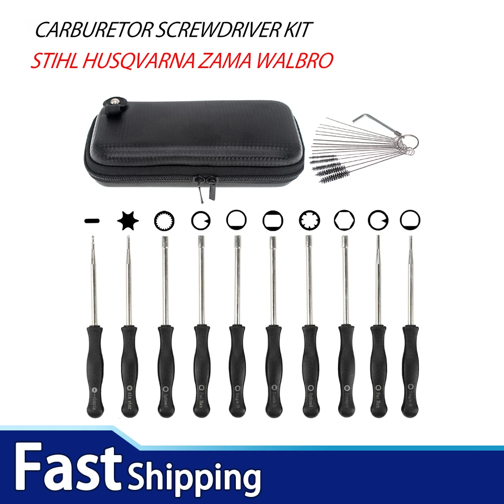 Conjunto de Ferramentas para Ajuste de Carburador 6PCS/10PCS/12PCS/14PCS, Kit de Chave de Fenda, Pacman Duplo D para Stihl Husqvarna Zama Walbro
