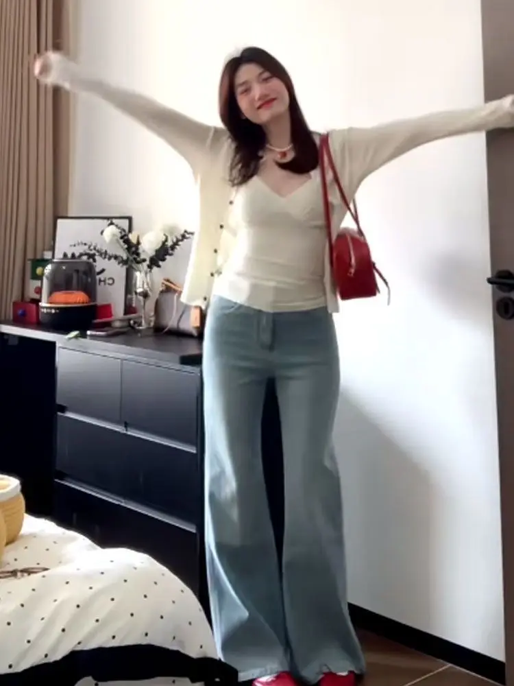 

Women'S Cropped Jeans Women Looks Stacked Ruffle Pleated Draped Split Slit Asymmetric Detail Side Female Denim Fashion Unique