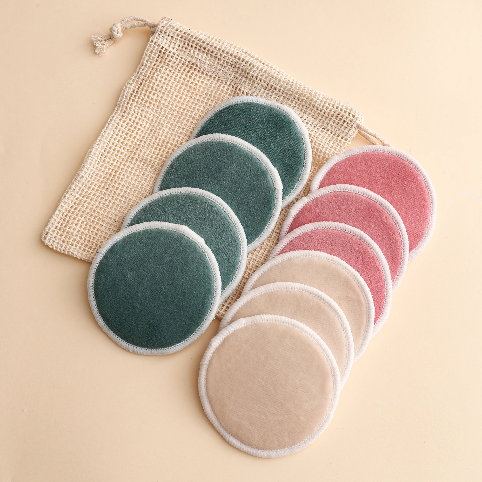 10/12 قطعة من وسادات إزالة المكياج القابلة لإعادة الاستخدام مع حقيبة شبكية لتنظيف الوجه #1