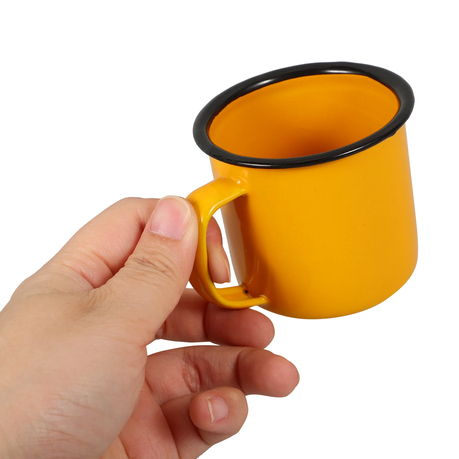 

2pcs Iron Retro Cups Heat Insulated Comfortable Handle Vintage Mug Wide Mouth Easy Cleaning Enamel Drinking Metal