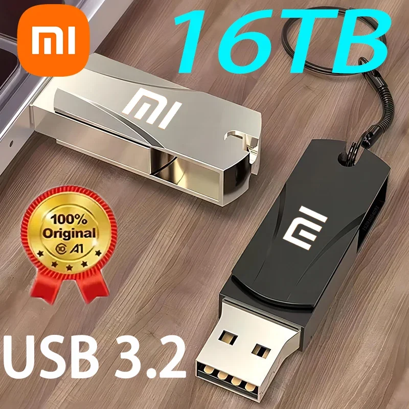 Xiaomi-High Speed Metal Flash Drives, Transferência Pendrive, Cartão de memória, Disco Flash, Waterproof Stick, Novo, 16TB, USB 3.2