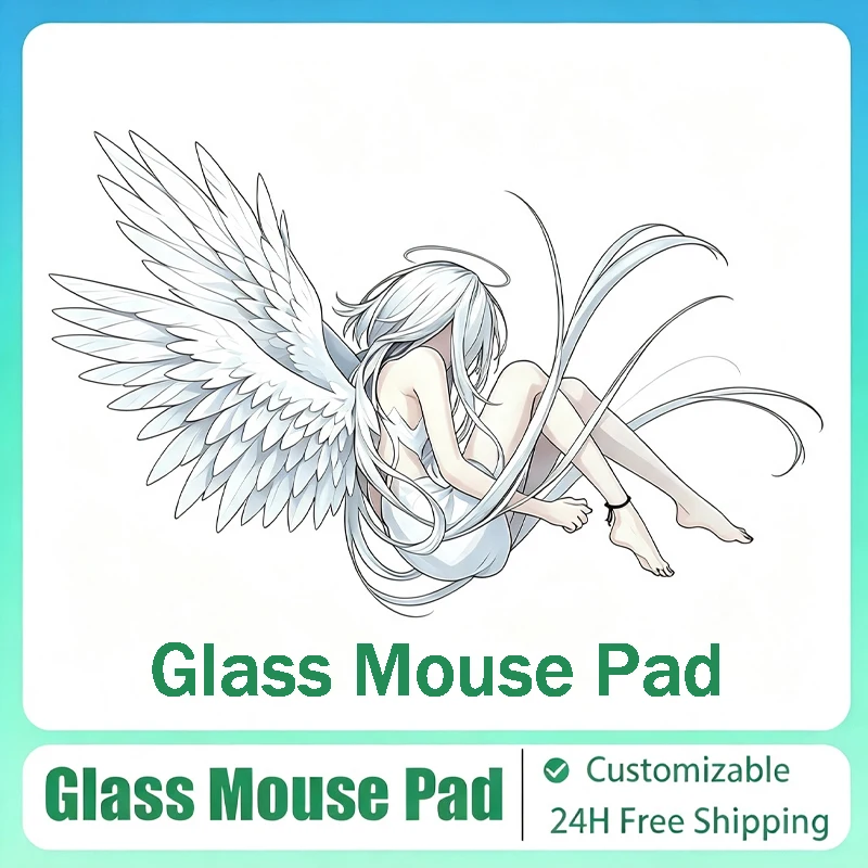 Cool Anime White Hair Girl Pattern Glass Gaming Mouse Pad Photovoltaic Esports FPS Micro Etching Tempered Upgrade Laptop Deskmat