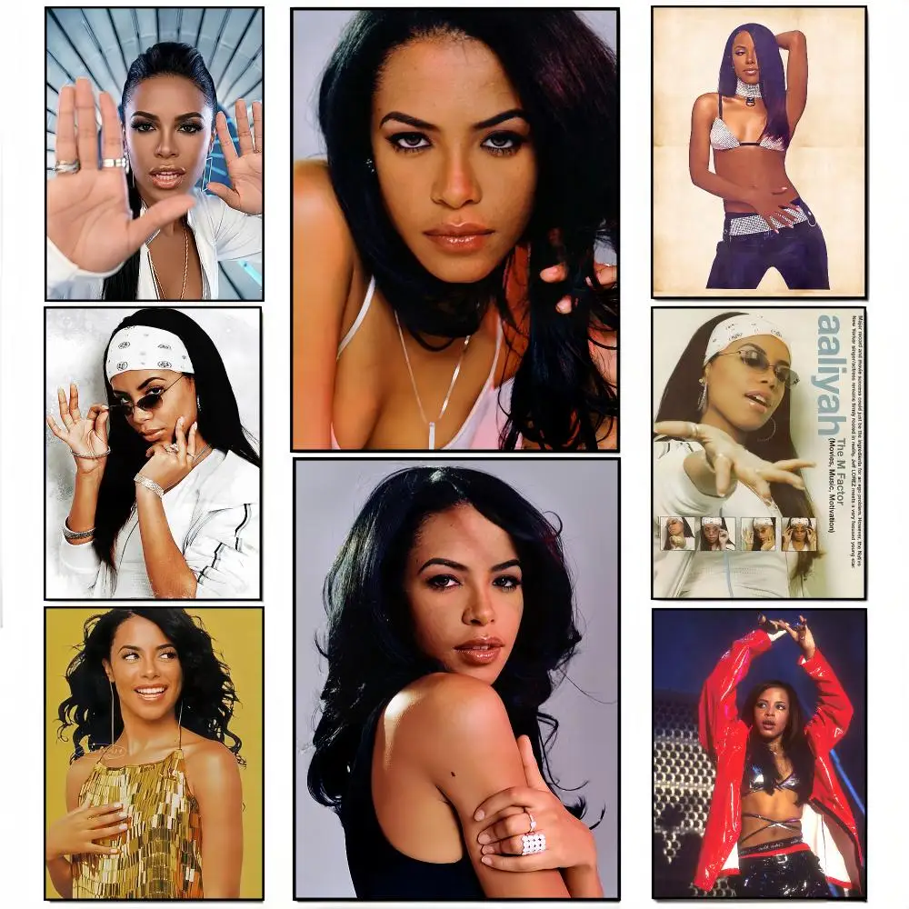 Singer Aaliyah Painting Calligraphy Canvas Poster Wall Art for Living Room Bedroom Study Office Home Decor Gift