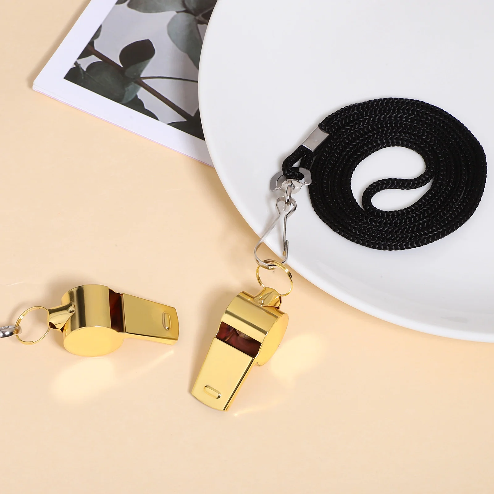 2 Pcs Football Whistle Child Camping Survival Stainless Steel Outdoor Racing Hanging Pendant