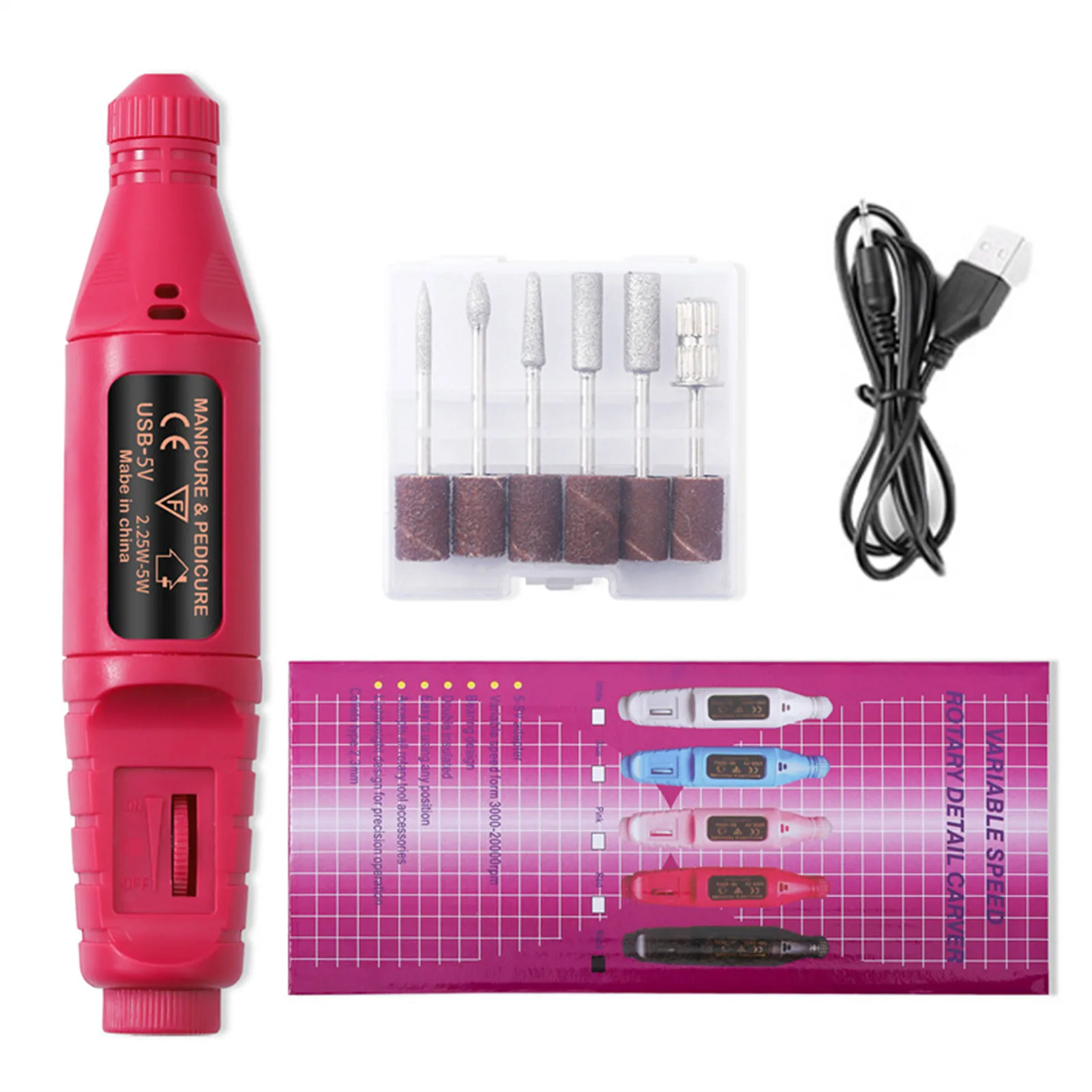 Elektryczny pilnik do paznokci, przenośne narzędzie do manicure i pedicure do paznokci akrylowych, usuwania żelu, polerowania, modelowania, pielęgnacji skórek, 13,8 cm