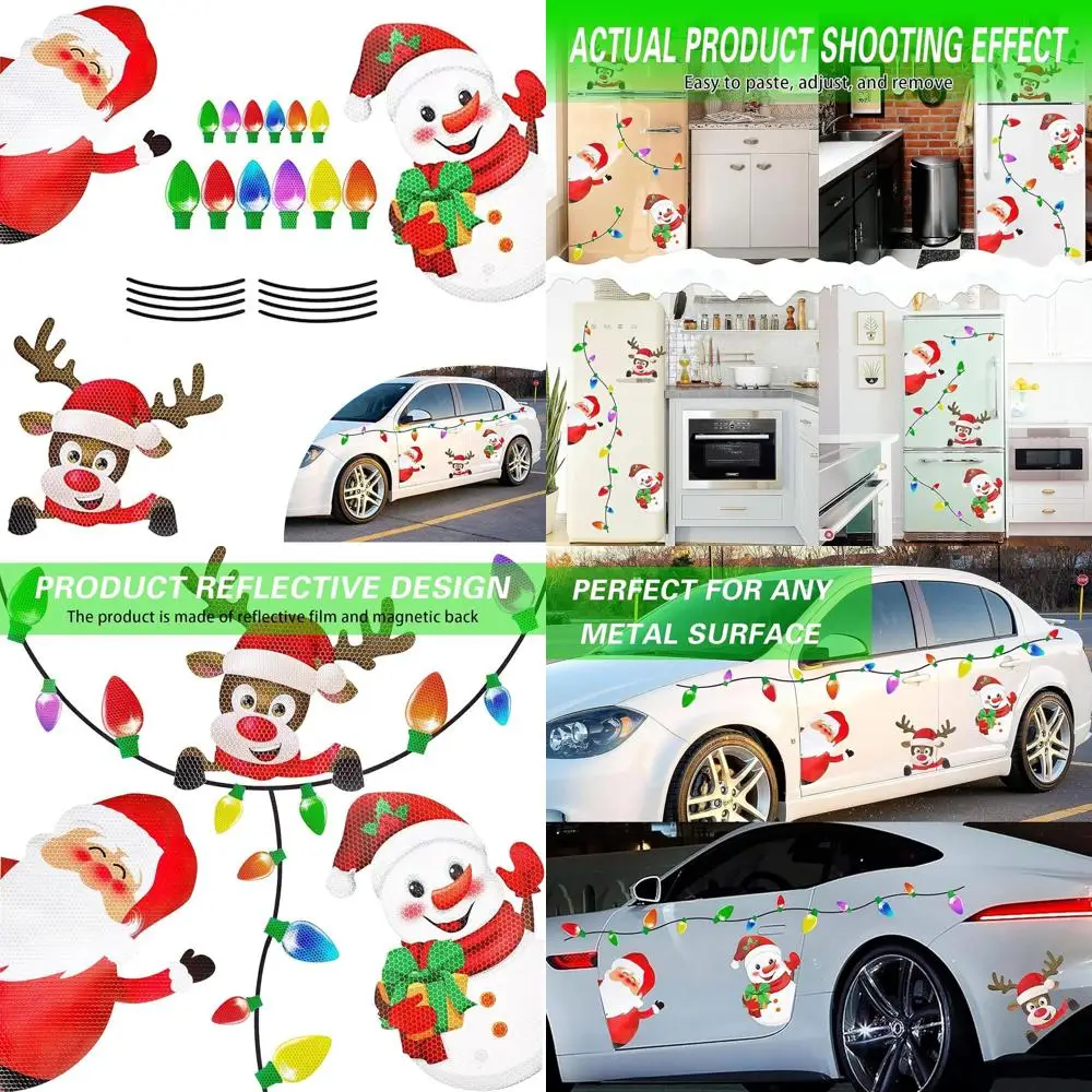 

23 шт. Светоотражающие рождественские автомобильные магниты — набор лампочек и проводов для украшения холодильника и автомобиля (12 лампочек + 8 проводов)