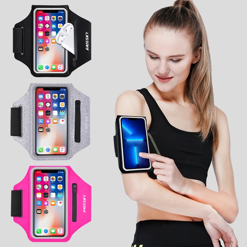 

HAISSKY New Upgrade Zipper Running Sport Armbands Pouch For AirPods Pro 3 iPhone 13 12 11 Pro Max GYM Arm Band Bag For Xiaomi 12