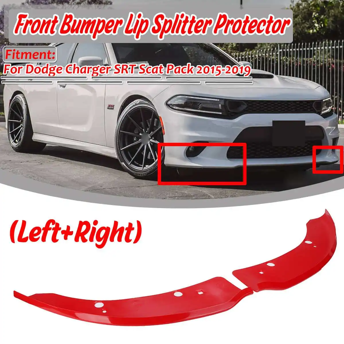 Left+Right Car Front Bumper Splitter Lip Deflector Lips Diffuser Spoiler Protection For Dodge Charger SRT Scat Pack 2015-2019