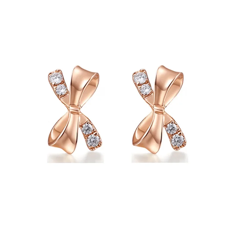 

100% Natural Diamonds Earrings for Women Solid 14k Rose Gold Stud Earrings Party Fine Jewelry Gift