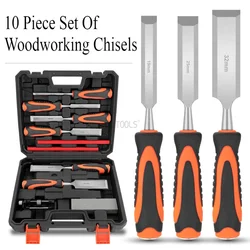 10 Anti Impact Woodworking Chisels Tool Set Integrate Design Of Handle Chisel Body Suitable For Wood Carving/Processing/Trimming