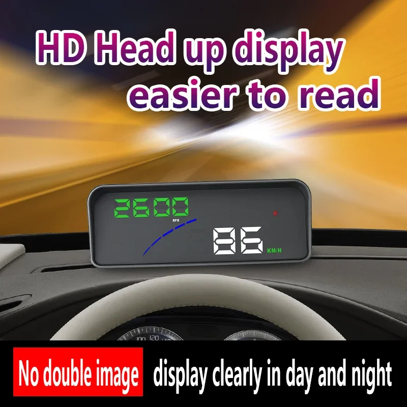 

HUD OBD Colorful HD Smart Head Up Multi-Functional Display Speed RPM Fuel Consumption Driving Time with Alarm On Dashboard