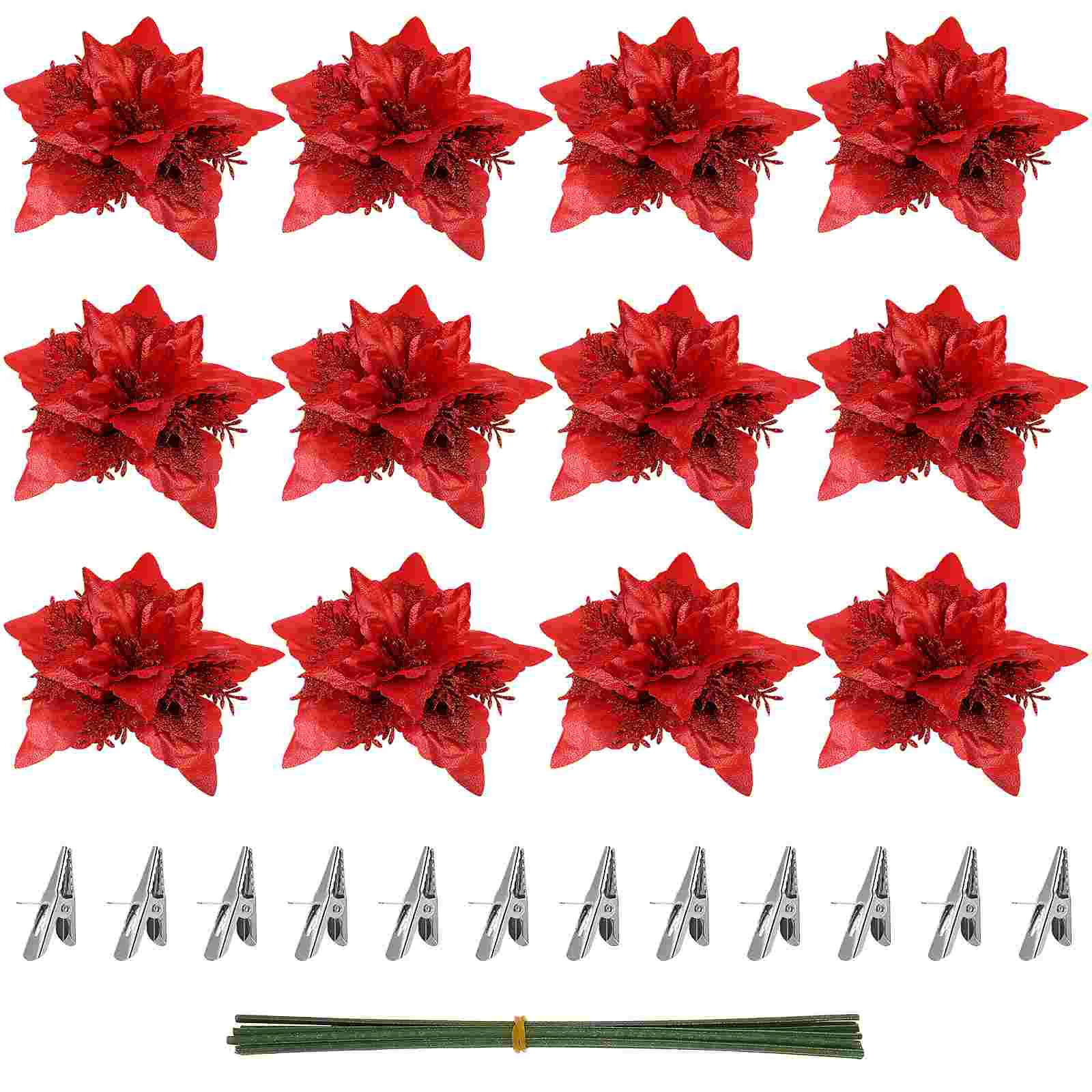 Christmas Flower Lifelike Flowers Decor Ornaments Safflower Eye-catching Decorations Pvc Artificial