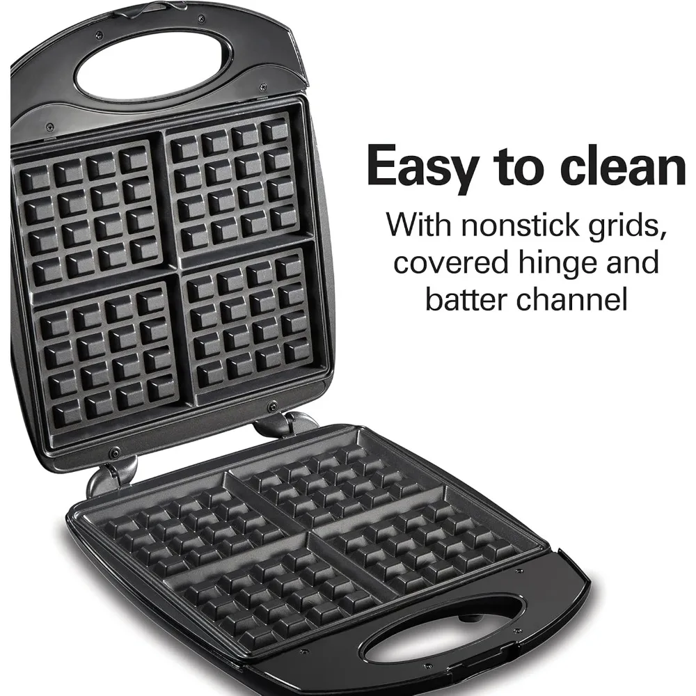 Non-Stick Belgian Waffle Maker with Indicator Lights, Hashbrowns or Keto Chaffles at Once, Compact Design for Easy Storage