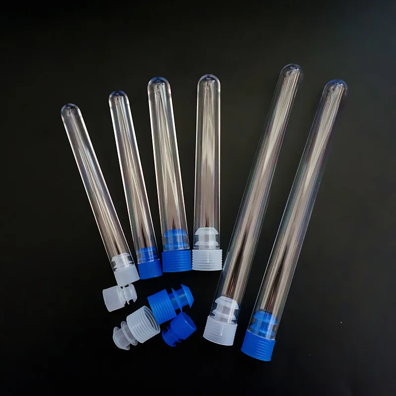 100pcs/lot Clear Plastic Test Tubes with Color Plugs Diameter 12mm/13mm/15mm PS Benzene-penetrating Test Tube